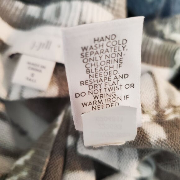 J. Jill Womens Palm Leaf Print Linen Blend Green/White Sweater Small Tall - Picture 8 of 8